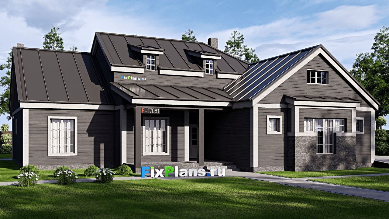 Одноэтажный дом F-17081 — фасад