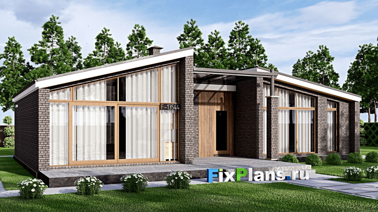 Одноэтажный дом F-13544 — фасад