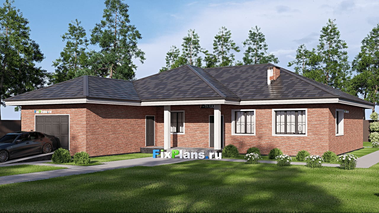 Одноэтажный дом F-19700 — фасад